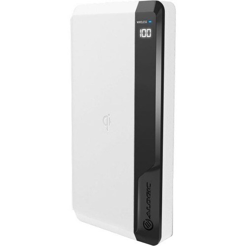 Alogic Power Bank - White - For Qi-enabled Device - Lithium Ion (Li-Ion) - 10000 mAh - 3 x USB - White
