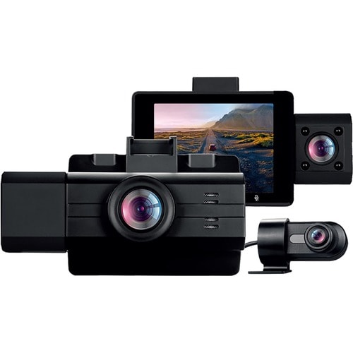 myGEKOgear by Adesso Scout Pro 2K 3-Channel Dash Cam Surveillance Edition with Front View, Cabin View, Rear View, APP for 