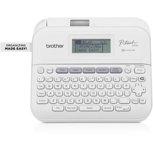 Brother P-touch PTD410 Electronic Label Maker - Thermal Transfer - 20 mm/s Mono - 15 Fonts - 7, 15, 13 Font Size - 180 dpi