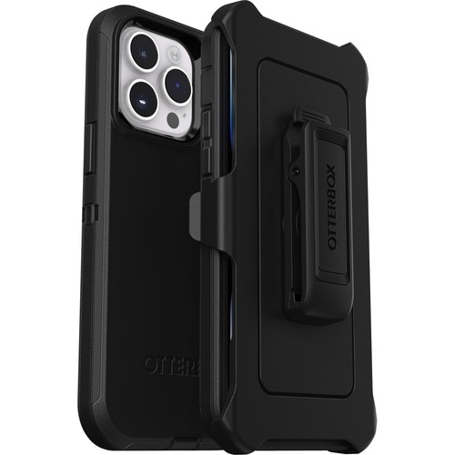 OtterBox Defender Rugged Carrying Case (Holster) Apple iPhone 14 Pro Max Smartphone - Black - Bump Resistant, Tear Resista