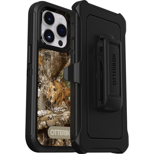 OtterBox Defender Rugged Carrying Case (Holster) Apple iPhone 14 Pro Smartphone - RealTree Edge Black (Camo Graphic) - Wea
