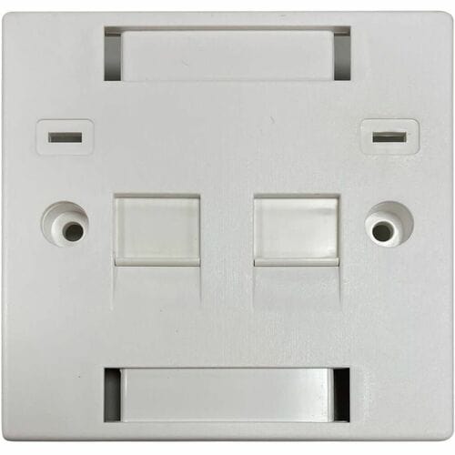 Eaton Tripp Lite Series 2-Port UK-Style Keystone Wall Plate, Unloaded Shuttered Module, Icon Tabs, White, TAA - 2 x Total 
