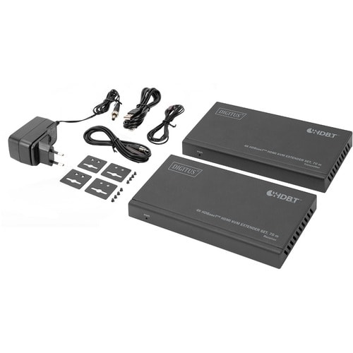 Digitus DS-55512 KVM Extender - Wired - 1 Computer(s) - 1 Local User(s) - 70 m Range - 4K - 2 x Network (RJ-45) - 3 x USB 