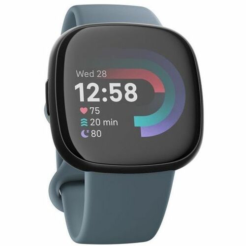 Fitbit Versa 4 Smart Watch - Waterfall Blue, Platinum Body Color - Aluminium Body Material - Heart Rate Monitor, Pulse Oxi