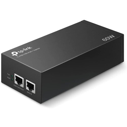 TP-Link PoE Injector - 1 x 10/100/1000Base-T Input Port(s) - 1 x 10/100/1000Base-T Output Port(s) - 60 W - Wall Mountable 