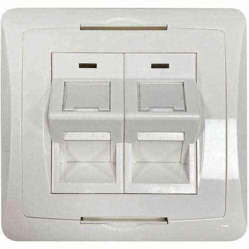 Eaton Tripp Lite Series 2-Port UK-Style Wall Plate, Unloaded Shuttered Angled Module, White, TAA - 2 x Total Number of Soc