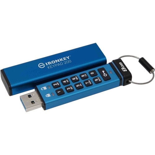 IronKey Keypad 200 IKKP200 8 GB USB 3.2 (Gen. 1) Typ A Flash-Laufwerk - XTS-AES - 145 MB/s Read Speed - 115 MB/s Write Speed