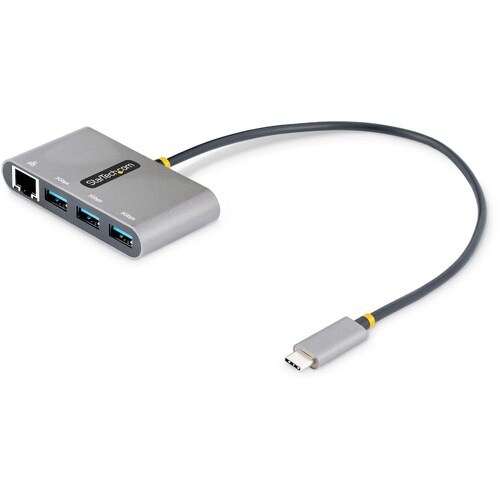 StarTech.com USB/Ethernet-Hub - USB 3.2 (Gen 1) Typ C - Tragbar - Grau - UASP-Support - 3 Total USB Port(s)1 Netzwerk (RJ-