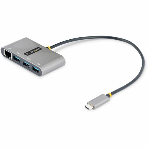 StarTech.com USB/Ethernet Combo Hub - USB 3.2 (Gen 1) Type C - Portable - 3 USB Port(s) - 1 Network (RJ-45) Port(s) - UASP