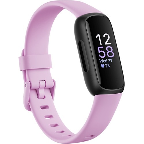 Fitbit Inspire 3 FB424 Smart Band - Black, Lilac Bliss Body Color - Heart Rate Monitor, Pulse Oximeter Sensor, Temperature