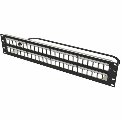 Ortronics Clarity 48-Port, 2RU Shielded High Density Jack, Unloaded Flat Panel - Black - 48 Port(s) - 2U High - Black - Ra