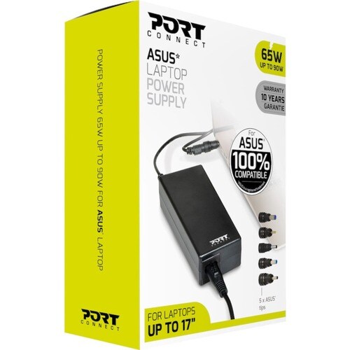 Port Connect 90 W AC Adapter - 1 Pack - Universal Adapter - For Notebook - 120 V AC, 230 V AC Input - 19.5 V DC Output - 3