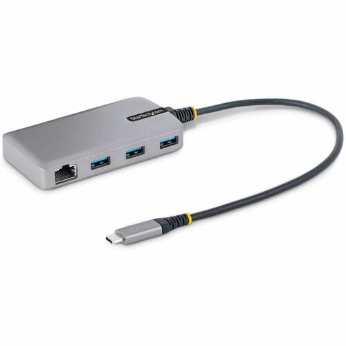 StarTech.com 3-Port USB-C Hub with Ethernet, 3x USB-A Ports, GbE, 5Gbps, Bus-Powered, 1ft/30cm Cable, Portable USB Type-C 