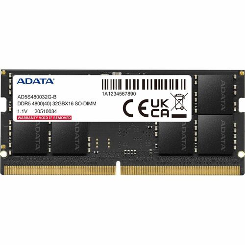 Adata 32GB DDR5 SDRAM Memory Module - For Notebook - 32 GB (1 x 32GB) - DDR5-4800/PC5-38400 DDR5 SDRAM - 4800 MHz - CL40 -