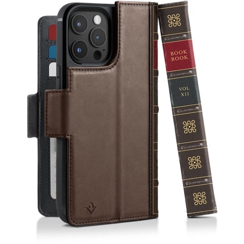Twelve South BookBook Carrying Case (Book Fold) Apple iPhone 14 Pro Max Smartphone - Brown - Scratch Resistant, Impact Res