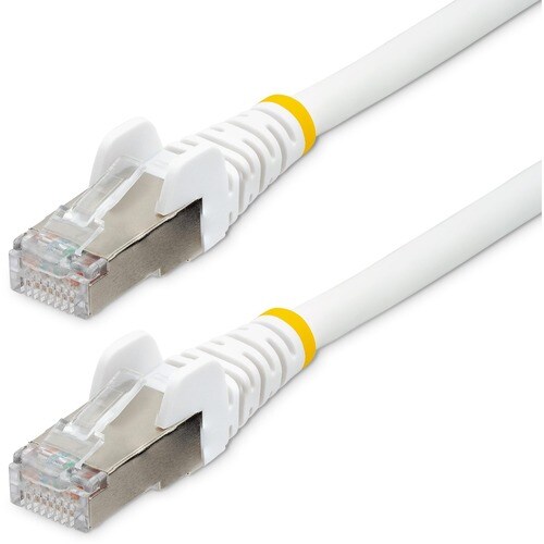 StarTech.com 50cm CAT6a Ethernet Cable, White Low Smoke Zero Halogen (LSZH) 10 GbE 100W PoE S/FTP Snagless RJ-45 Network P