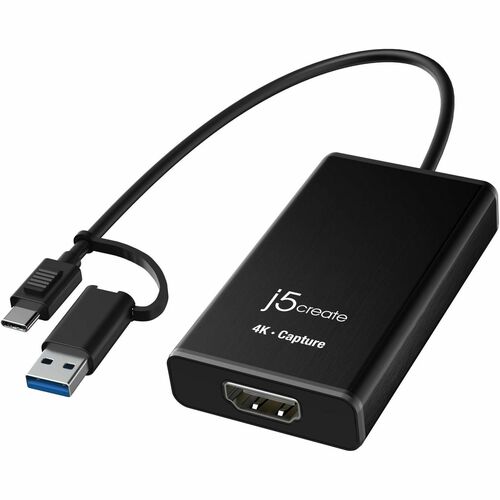 j5create JVA11-N Video Capturing Device - Black - Functions: Video Capturing, Video Game Capturing, Video Game Streaming -