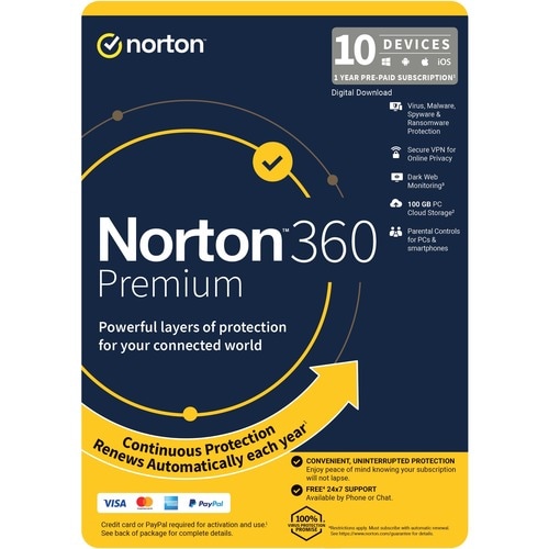 LifeLock Norton 360 Premium - Subscription Licence - 10 Device, 1 User - 1 Year - Annual Fee - Email