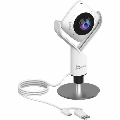 j5create JVCU360-N Webcam - 2 Megapixel - 30 fps - Black, White - USB Type A/USB Type C - 1 Pack(s) - Full HD - 1920 x 108