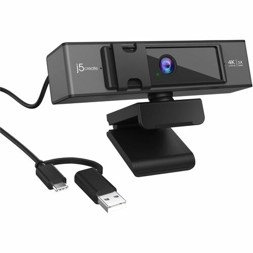 j5create Webcam - 8 Megapixel - 30 fps - Black, Silver - USB Type A/USB Type C - 1 Pack(s) - 4K, 2K, Full HD, HD - 3840 x 