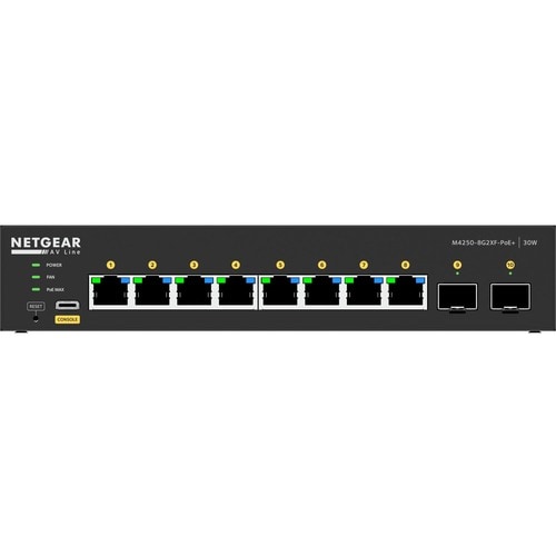 Netgear AV Line M4250 GSM4210PX Ethernet Switch - 8 Ports - Manageable - Gigabit Ethernet, 10 Gigabit Ethernet - 1000Base-