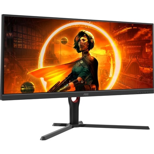 AOC AGON U34G3XM 34" Class UW-QHD Monitor LCD para gaming - 21:9 - Preto, Vermelho - 86.4 cm (34") Viewable - Alinhamento 