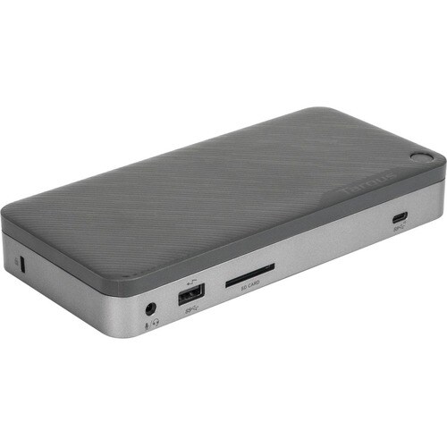 Targus DOCK221 Thunderbolt 3 扩展插口 用于 台式计算机, 笔记本电脑, 显示器, 光驱, 扬声器, 麦克风, 耳机, 硬盘, 打印机, 键盘, 鼠标 - 内存卡阅读器 - SD - 85 W - 黑, 灰 - 符合