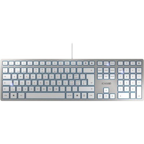Clavier CHERRY KC 6000 SLIM - Câble Connectivité - USB Interface - Anglais (Royaume Uni) - Argenté - SX Pavé Numérique - 1