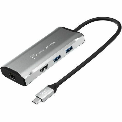 j5create USB 3.2 Gen 1 (3.1 Gen 1) Type-C Docking Station for Notebook - 100 W Power Supply - Grey - 4K - 3840 x 2160 - 2 