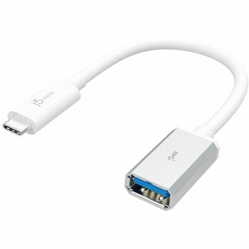 j5create JUCX05 Data Transfer Adapter - 1 - 1 × USB 3.1 Type A - Female - 1 × USB 3.1 Type C - Male - White, Silver