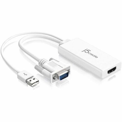 j5create JDA214 A/V Adapter - 1x 15pin HD-15 VGA - Male, 1x USB Type A - Male - 1x 19-pin HDMI Digital Audio/Video -Female