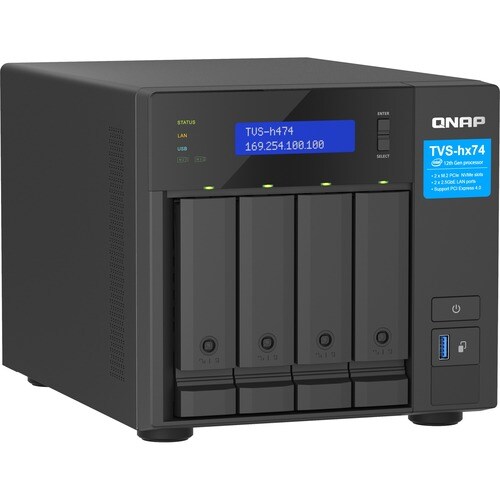 QNAP TVS-h474-PT-8G 4 x Gesamtzahl Einschübe SAN/NAS-Speichersystem - 5 GB Größe Flash-Speicher - Intel Pentium Gold G7400