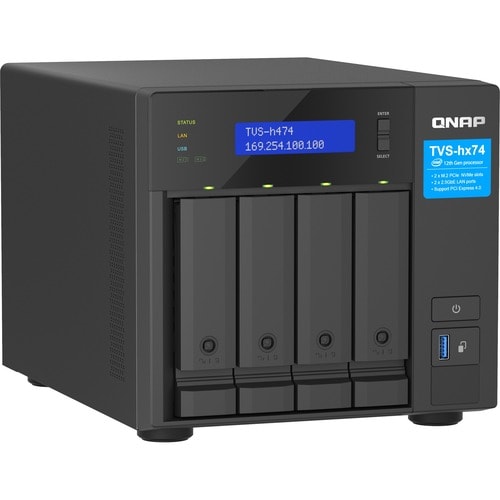 QNAP TVS-h474-PT-8G 4 x Total de compartimentos Sistema de armazenamento SAN/NAS - 5 GB Flash Memory Capacity - Intel Pent