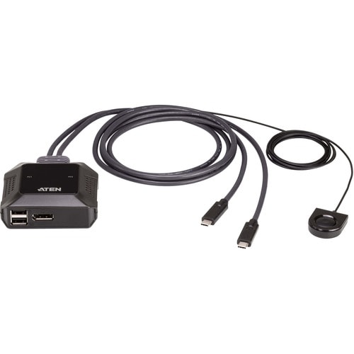 ATEN 2-Port 4K DisplayPort USB-C Cable KVM Switch with Remote Port Selector - 2 Computer(s) - 1 Local User(s) - 4096 x 216