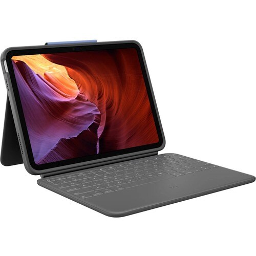 Logitech Rugged Folio Rugged Keyboard/Cover Case (Folio) Apple iPad (10th Generation) Tablet - Graphite - Drop Resistant, 
