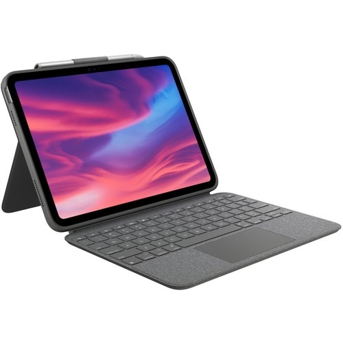 Logitech Combo Touch Tastatur/Cover Apple, Logitech iPad (10. Generation) Tablet - Grau - Plastik Körper - Webstoff Außenm