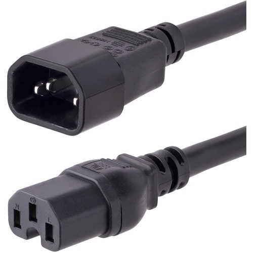 StarTech.com Cable de 3m de Extensión de Corriente - Cable C14 a C15 - 15A 125V - 14AWG - Cable de Alimentación de Servici
