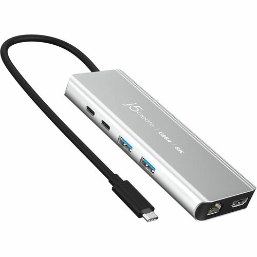 j5create JCD403-N USB4 Docking Station for Monitor, Notebook - Charging Capability - Space Gray - 4K, 8K - 7680 x 4320 - 4