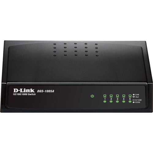 D-Link DGS-1005A Ethernet Switch - 5 Ports - Gigabit Ethernet, Fast Ethernet - 10/100/1000Base-T - 2 Layer Supported - Des