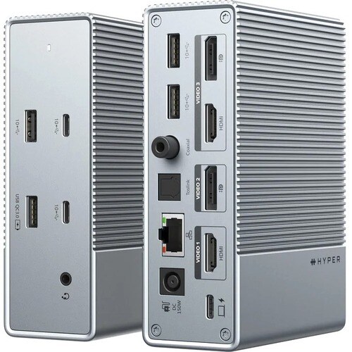 Targus HyperDrive HDG215-EU USB-Typ C Docking Station für Notebook, Tablet-PC, Desktop-PC - Silber - 3 Unterstützte Displa