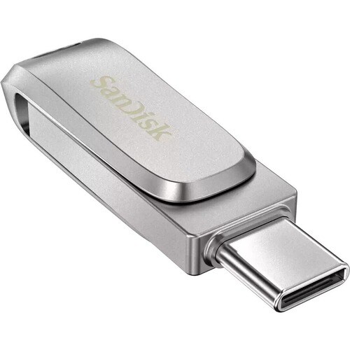 SanDisk Ultra Dual Drive Luxe 128 GB USB 3.1 (Gen 1) Type C, USB 3.1 (Gen 1) Type A Flash Drive - Silver - 150 MB/s Read S