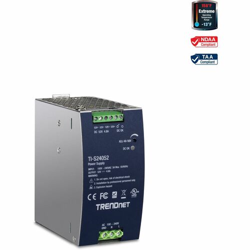 TRENDnet Proprietary Power Supply - DIN Rail - 52 V DC Output - 1 Fan(s) - 94% Efficiency
