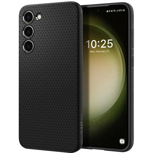 Spigen Liquid Air Case for Samsung Galaxy S23 Smartphone - Matte Textured, Geometric Design - Matte Black - Anti-slip, Dro