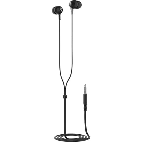 V7 HA200 Wired Earbud Binaural Stereo Earphone - Black - In-ear - 32 Ohm - 20 Hz to 20 kHz - Noise Canceling - Mini-phone 