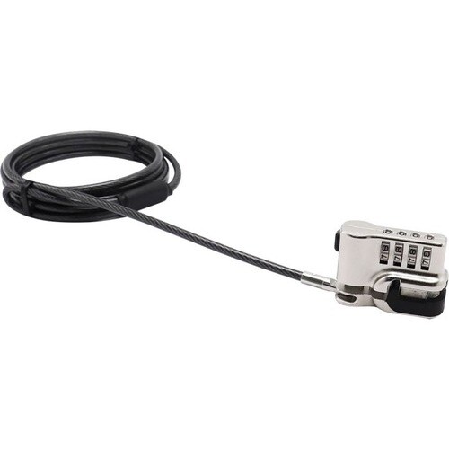 Dicota Cable Lock For Notebook, Tablet - 2 m Cable - 4-digit - Combination Lock - Silver - Zinc Alloy - For Notebook, Tablet