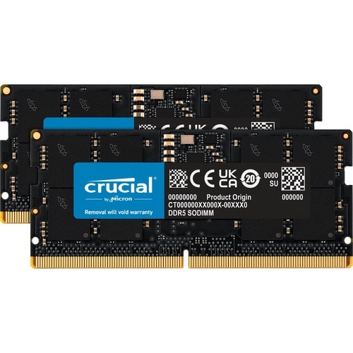 Micron 32GB (2 x 16GB) DDR5 SDRAM Memory Kit - For Notebook - 32 GB (2 x 16GB) - DDR5-5600/PC5-44800 DDR5 SDRAM - 5600 MHz