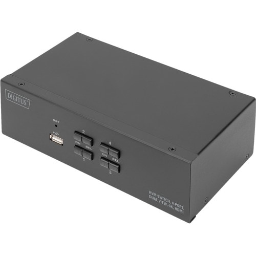 Digitus KVM-Switch, 4-Port, Dual-Display, 4K, HDMI®. Tastatur Porttyp: USB, Maus-Porttyp: USB, Video Porttyp: HDMI. HD-Typ