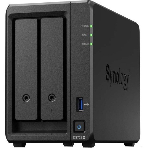 Synology DiskStation DS723+ 2 x Gesamtzahl Einschübe SAN/NAS-Speichersystem - AMD Ryzen R1600 Dual-Core - 2 GB RAM - DDR4 