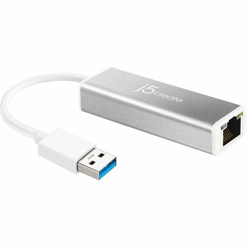 j5create JUE130-N Adaptador Gigabit Ethernet para MacBook - 10/100/1000Base-T - Prata - USB 3.0 Tipo A - 1000 Mbit/s Taxa 