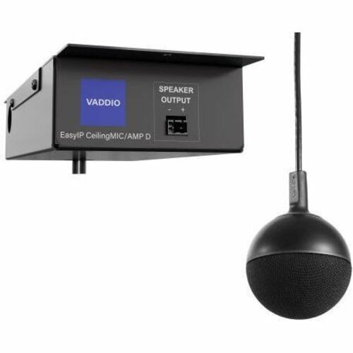 Vaddio EasyIP CeilingMIC/AMP D Wired Microphone - Black - TAA Compliant - 3 ft - 4 Ohm - Uni-directional, Cardioid - Ceili